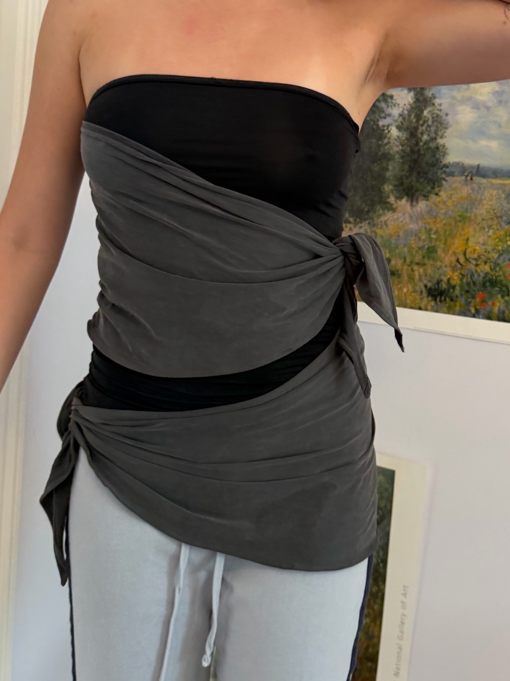 Paloma Wool Black Satin-Look Top with Label Detail